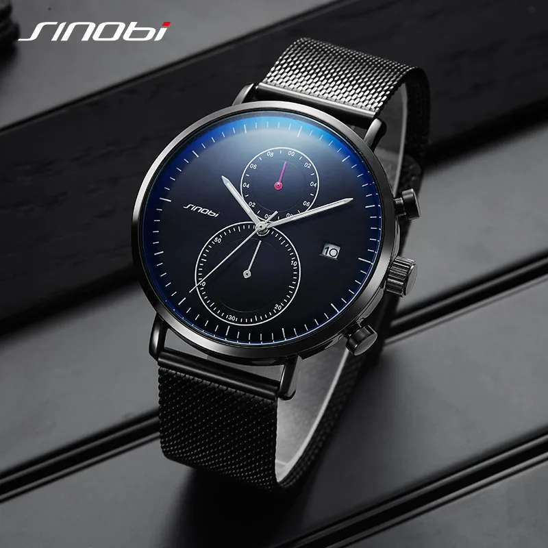 SINOBI Новые многофункциональные мужские часы модные DIY светящиеся кварцевые часы для мужчин мужские повседневные спортивные хронограф секундомер часы