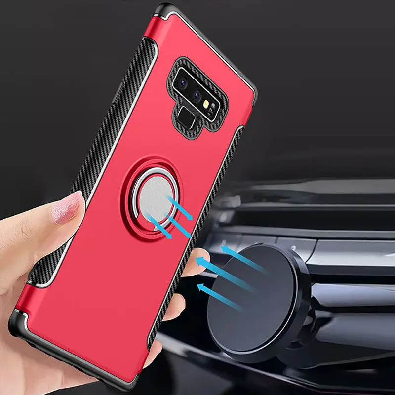 Shockproof Armor Case For Samsung Galaxy Note 9 S9 S8 Plus S7 S6 Car Ring Holder Stand Cover For iphone XS MAX X 8 7 6 6S Plus iphone se wallet case