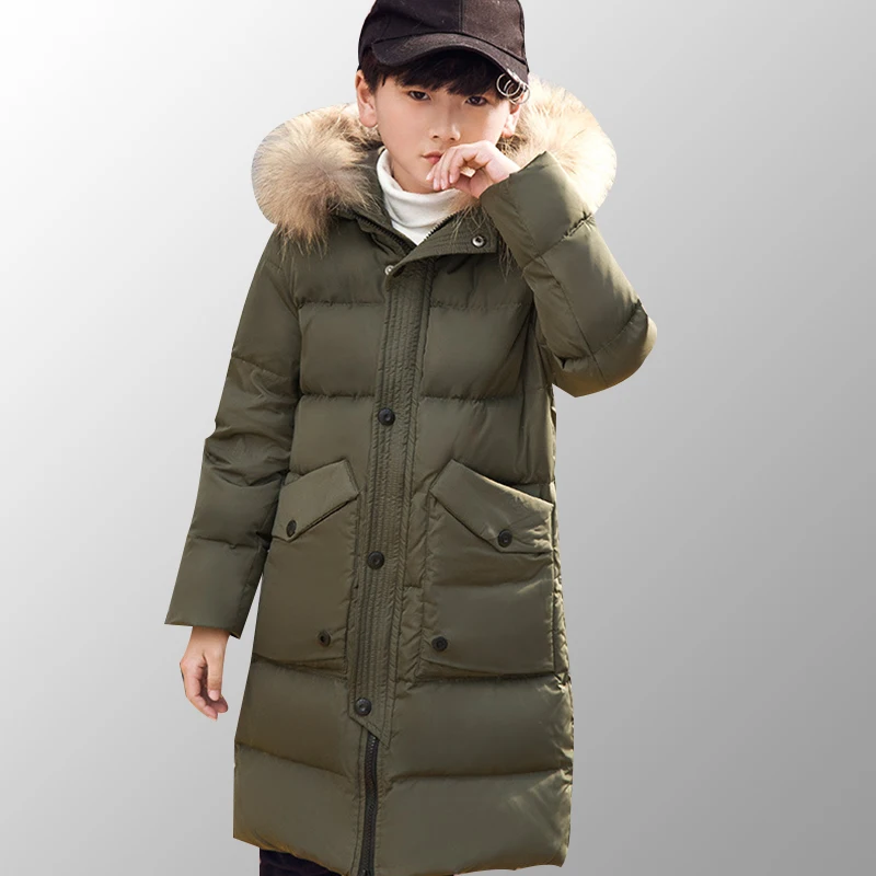 

Winter Jacket for Boy Down Boy's Long Warm Jackets Children Coats Boys Winter Hooded Parka Kids Clothes for 6 8 10 12 14 Years