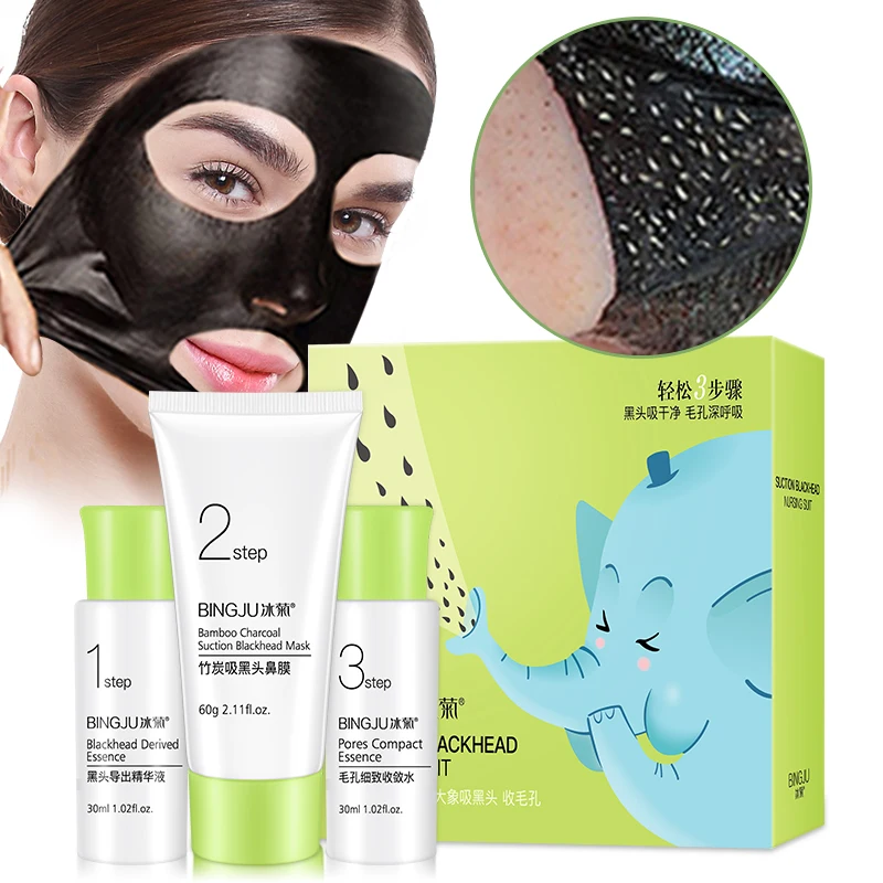 

Bingju 3pcs Blackhead Face Mask Remover Nose Black Mask Mud Deep Cleansing Acne Treatment Pore Cleanser Mask Black Head Removal