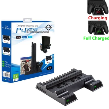 

PS4 Vertical Cooling Stand Base,LED Controller Charger,Charging Dock Station Discs Storage Tower for Playstation 4 ,PS4 Slim Pro