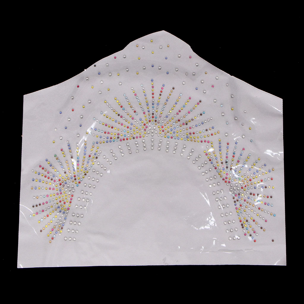 Floral Neckline Collar Trim Rhinestones Iron on Hot Fix Motif Heat Press Applique Patch