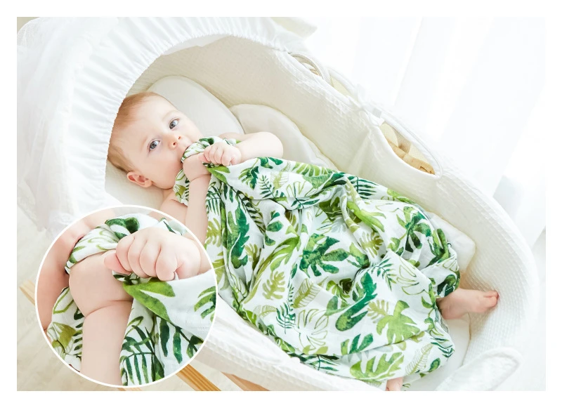 New Baby Muslin Swaddle Blankets Bamboo Cotton Newborn Baby Sleeping Blanket Super Soft Cartoon Print Infant Muslin Swaddle Wrap (1)