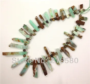 

H-TB23 Full Strand Chrysoprase Stone Beads, Chrysoprase Spike Stick Beads