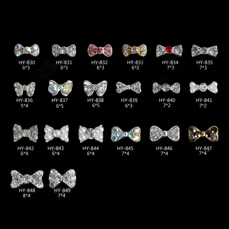 

Best 20 Pcs/Set 3D Nails Art Decoration Alloy Crystal Beads Bow Charms Manicure DIY Nail Tips Gift QQ99