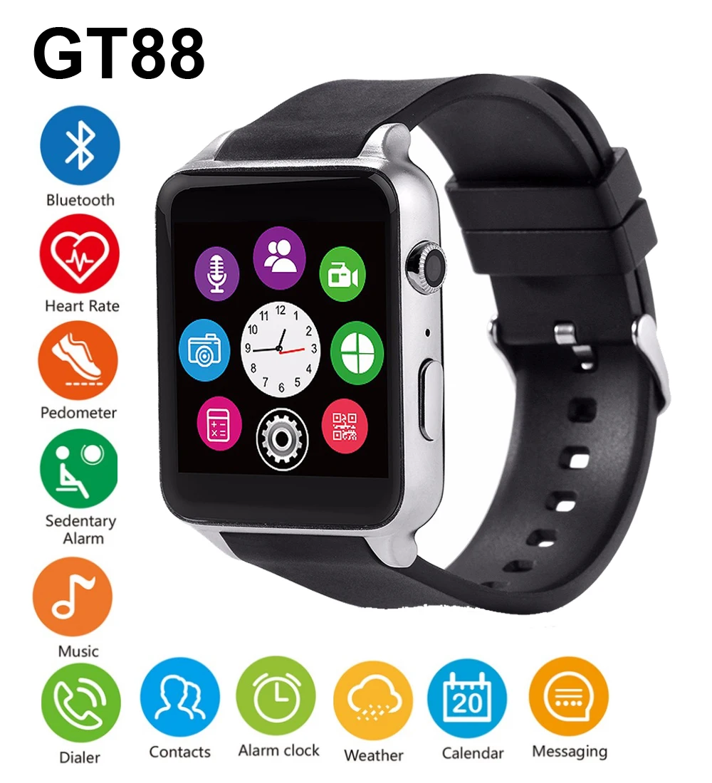 GT88 Bluetooth font b Smart b font font b Watch b font Waterproof Heart Rate Sleep