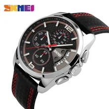 SKMEI Outdoor Sports Quartz Watches Men Top Luxury Brand Chronograph Leather Waterproof Wristwatches Relogio Masculino 9106 men sport watches naviforce luxury top brand quartz watches for men waterproof auto date leather wristwatches relogio masculino