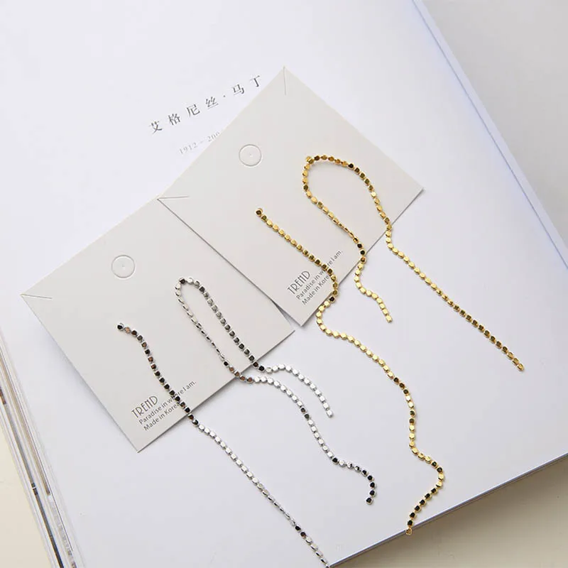 

2019 Anti-allergy S925 Silver Needle Normcore Gold Silver Long Chain Tassel Earrings For Women Asymmetric Long Dangle Earring