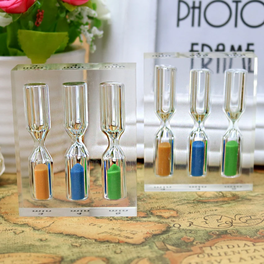 

3 In 1 Plastic Sand Timer Colorful Sandglass Hourglass Sand Clock Timer 3+4+5 Minutes / 1+2+3 Minutes Creative Home Decoration