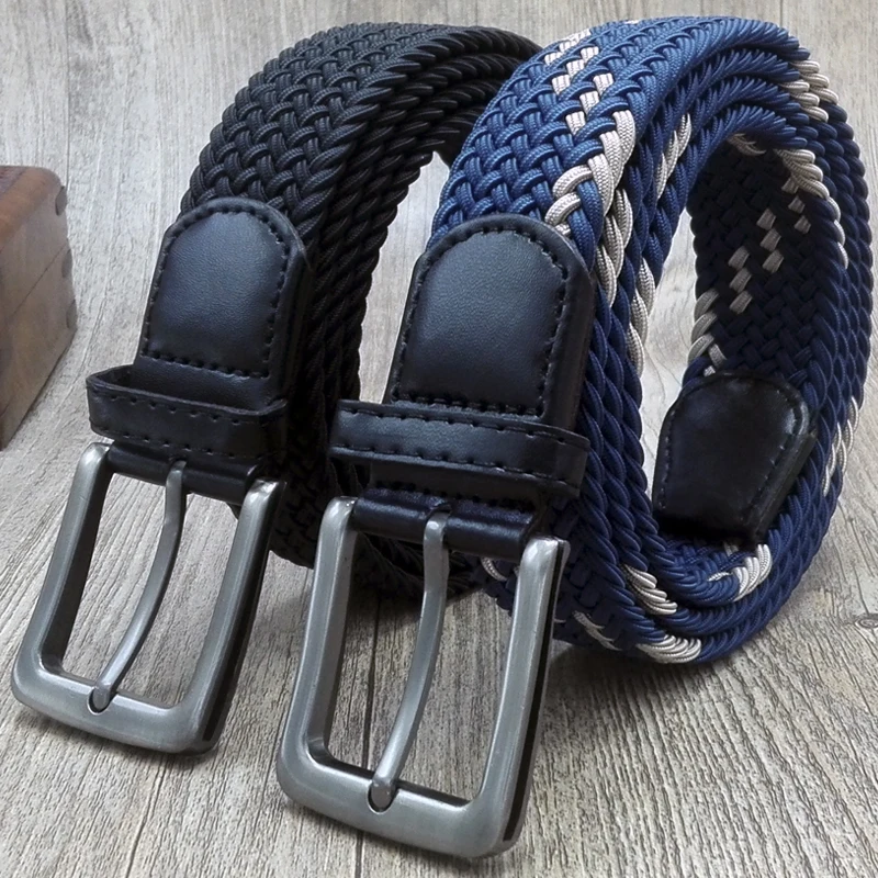 Largest size 130 150cm men's woven belts blue black men leisure canvas