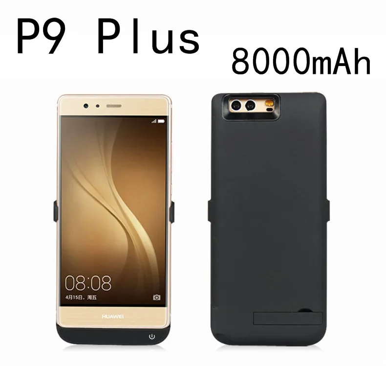 8000/6500 мАч чехол для зарядного устройства для huawei P9 Plus P10 Plus внешний аккумулятор чехол для зарядки - Цвет: P9 Plus-Black