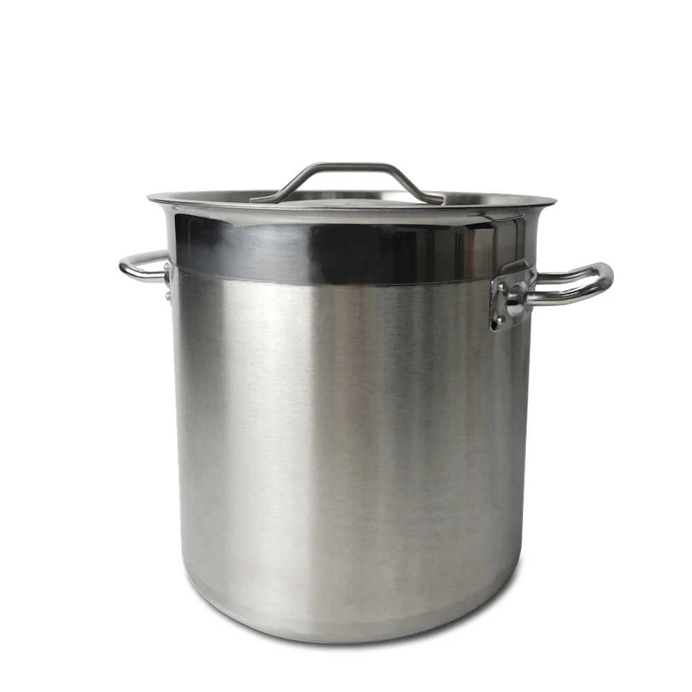 

Stainless Steel Deep Stock Pot Soup Saucepan Casserole Catering Pan With Handles and Lid