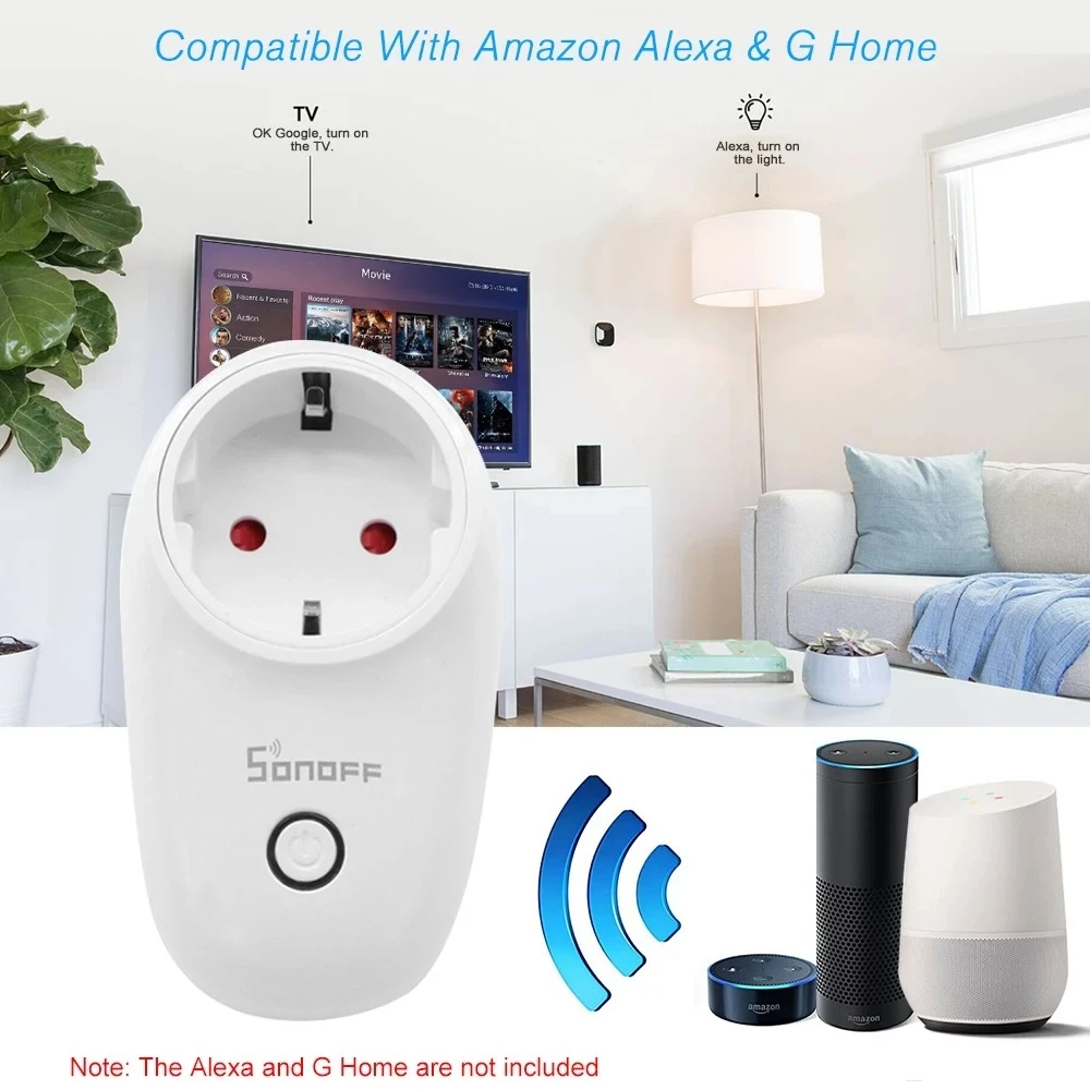 Sonoff S26 WiFi базовая умная розетка ЕС Беспроводная вилка розетки умный дом