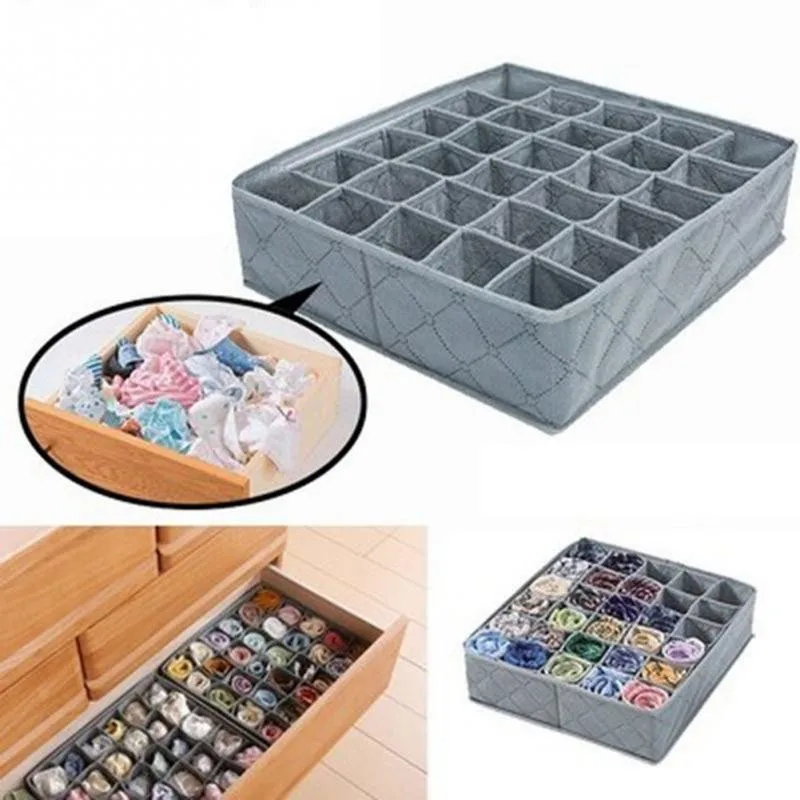 Home Underwear Bra Storage Box Socks Organizer Drawer Closet Organizers Foldable Boxes For Scarfs - Цвет: 30 grids