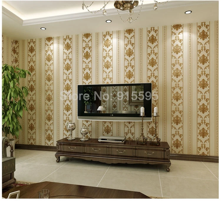 Европейский стиль Дамаск вертикальные полосатые нетканые обои для стен гостиной спальни фон стены Papel де Parede 3D