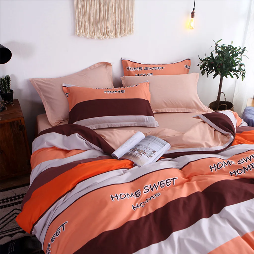 

Four-Piece Quilt Cover, Striped Full-Size Pillowcase drop shipping new products selling well