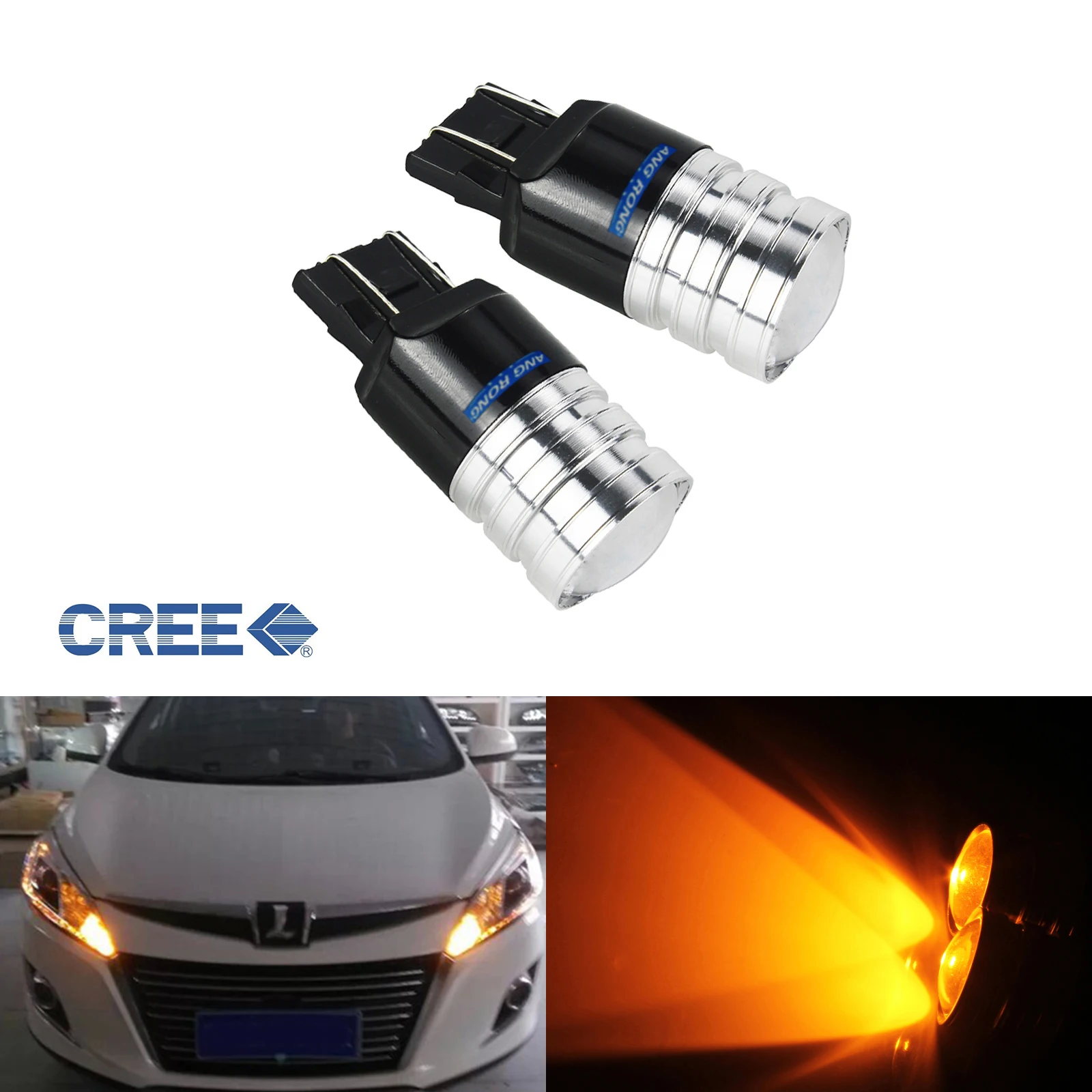 ANGRONG 2x T20 7440 7443 W21W W21/5W 5W C ree светодиодный бокосветильник стоп сигнал