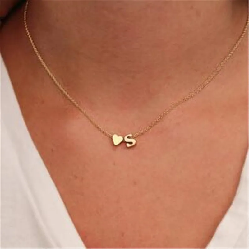 

Lusion Jewelry Fashion Gold Sliver Color Creative letter with heart Choker Necklace Necklaces & Pendants Woman Extendy Wedding