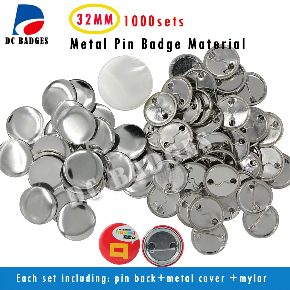 

1000sets 32mm blank pin button badge material,metal back