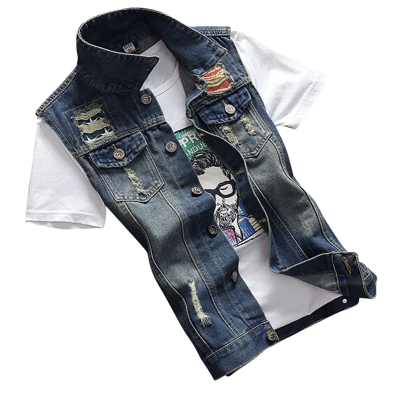 

T1446-A1438 Spring and autumn 2018 new men's sleeveless slim Korean version fashion casual denim vest cheap wholesale