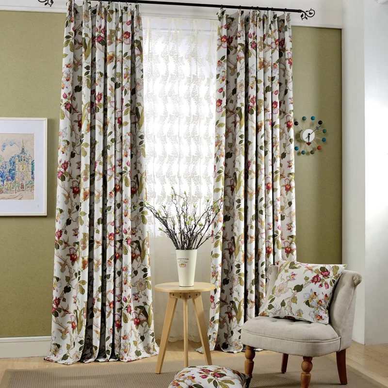 

New! High-precision woven blackout curtains pastoral style printing living room balcony blackout curtains