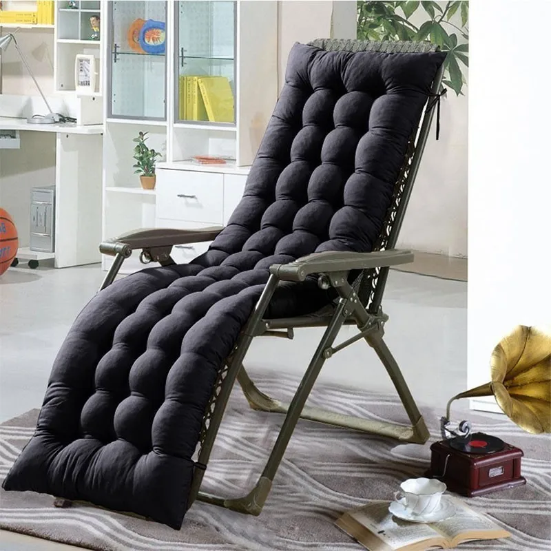 Полиэстер, подушка для кресла для отдыха, удобная мягкая подушка для шезлонга, уличные подушки для патио и бассейна, подушки для сиденья - Цвет: Черный