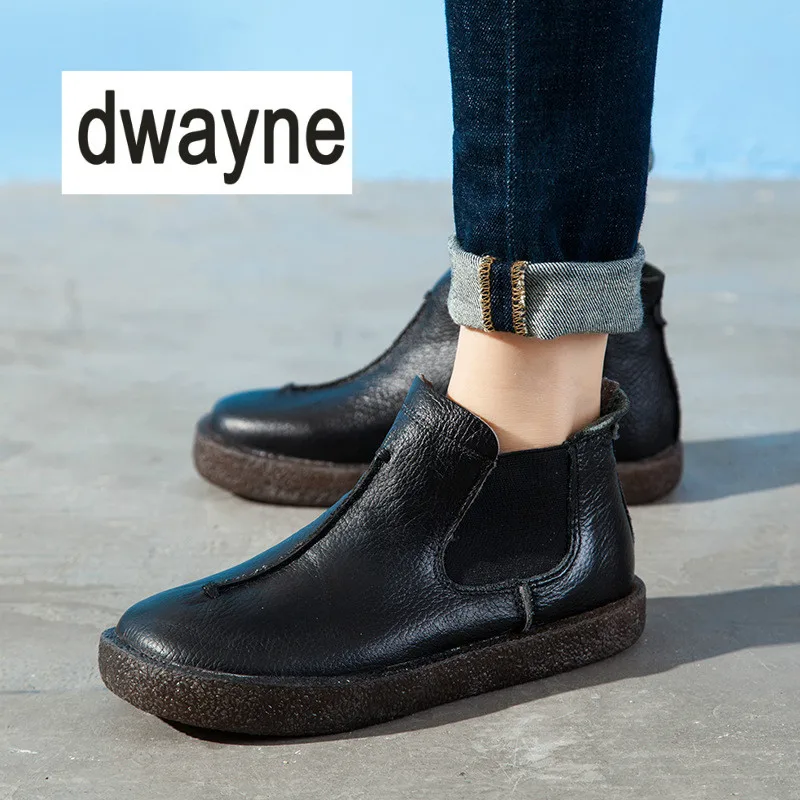 

2018 Women England Style Brand New Women Genuine Leather Flat Boots Shoes for Lady Autumn Ankle Boots Winter Martin Boots