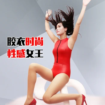 

Women Lady Sexy Swimsuit Sleeveless Siamese Slim Tight Elastic Cool Motorcycle Stylish Zip Front
