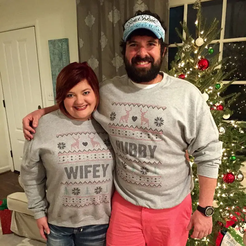 new christmas couples winter hoodies sweatshirts hoodie hubby wifey christmas couples