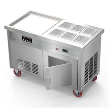 Машина для жареного мороженого из нержавеющей стали для одной сковороды с шестью бочками, Жареная Машина для мороженого, Жареная Машина для йогурта, 1 шт