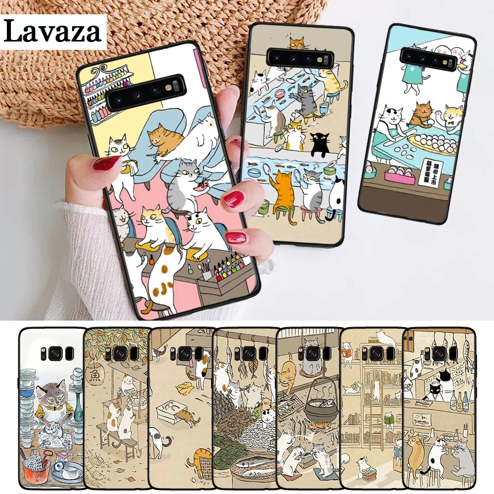

Lavaza Japanese Cat Drink Pattern Skin Special Silicone Case for Samsung S6 Edge S7 S8 Plus S9 S10 S10e Note 8 9 M10 M20 M30