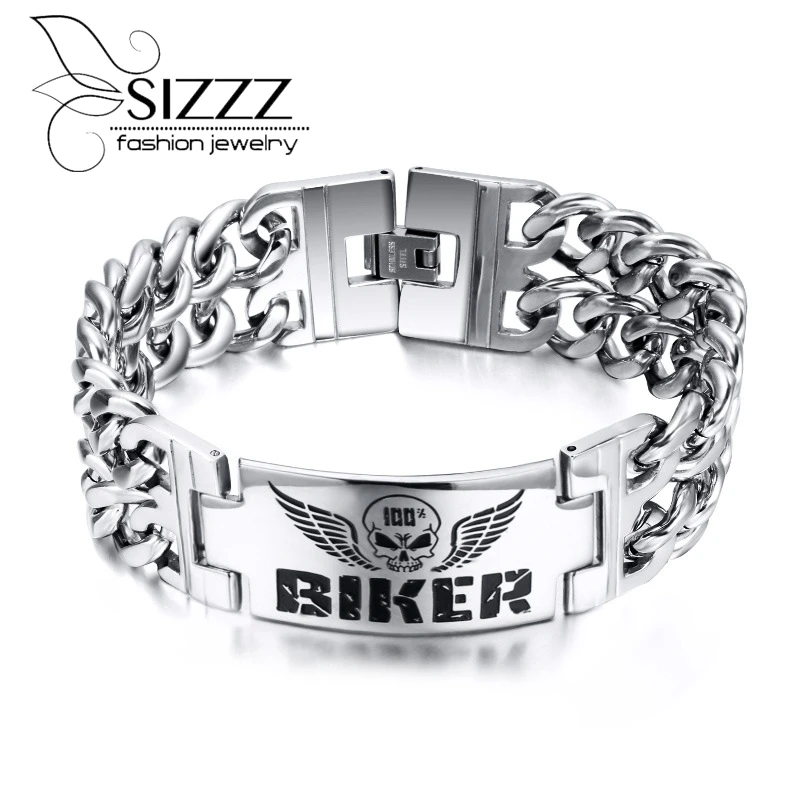 

Fashion Stainless Steel Bracelets & Bangles Vintage Attractive Men Jewelry Personalized ID Charm Man Bracelet