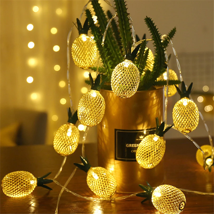 Thrisdar 10 20 LED Iron Metal Pineapple LED String Fairy Lights Battery