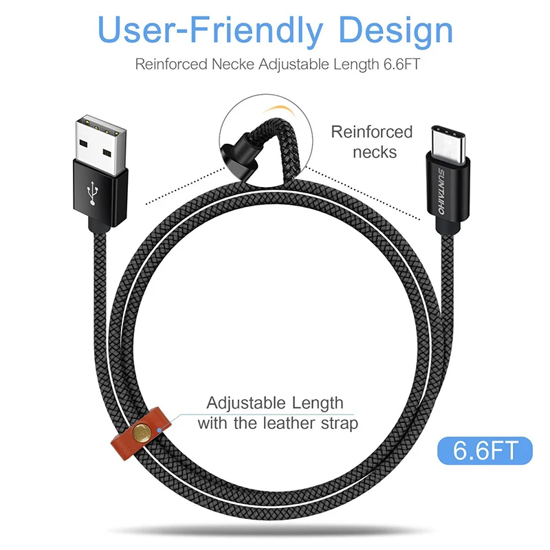 Suntaiho USB نوع C كابل ل Xiaomi redmi note 7 نوع-c USB C كابل الهاتف المحمول سلك البيانات الحبل شحن سريع لل huawei P30 PR