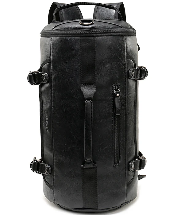 VORMOR, большой размер, круглый рюкзак из искусственной кожи, мужская спортивная сумка, модный рюкзак для путешествий, для мужчин, известный бренд - Цвет: Черный