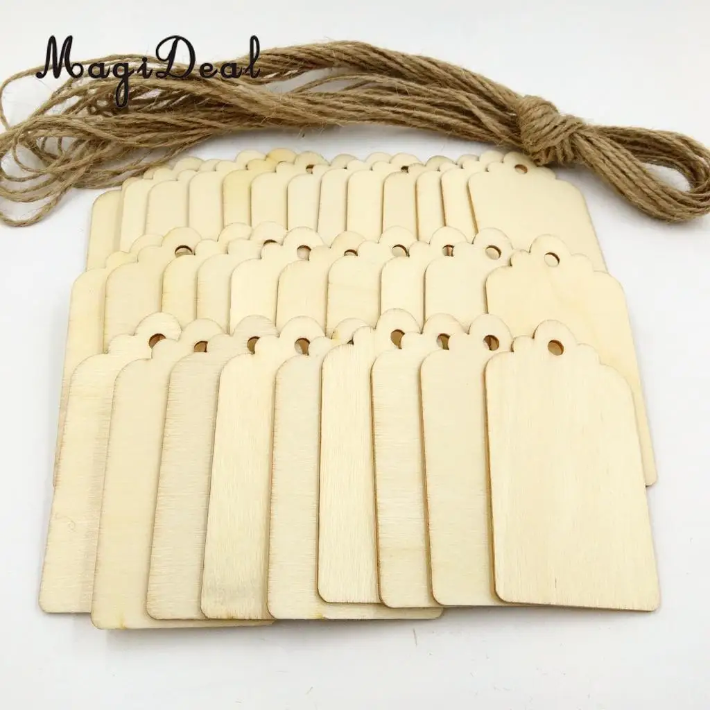 100pcs Unfinished Wood Tags Wooden Gift Tags Hanging for Wine Decor Wedding