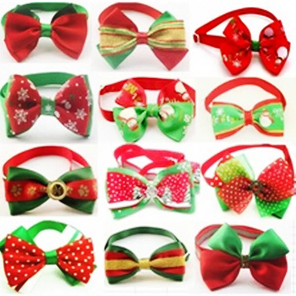 20/50/100pcs/lots Christmas Pet Dog Collar Ties Cat Neckties Puppy Bow
