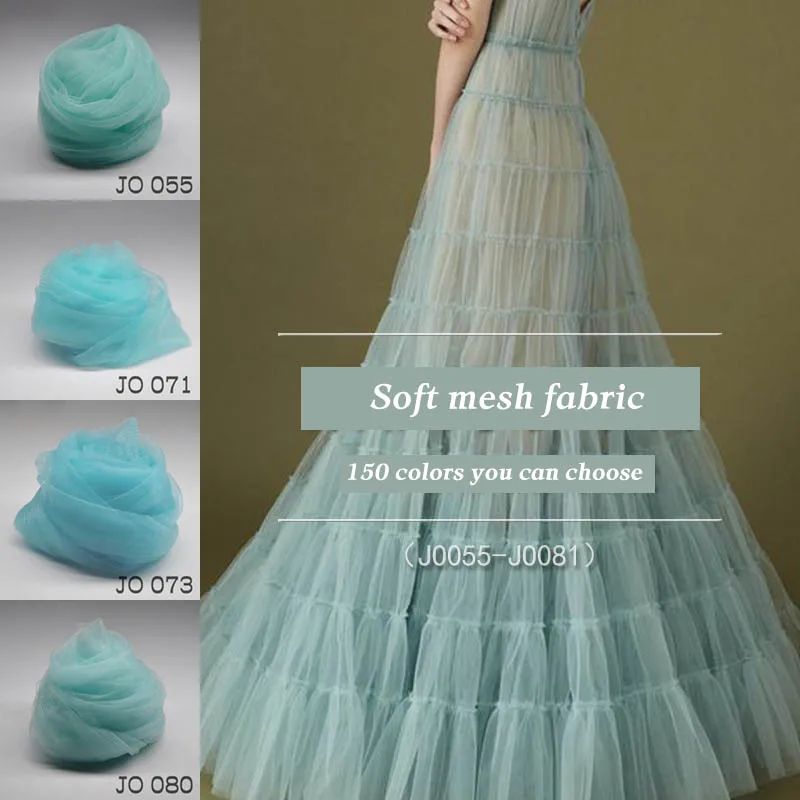 

160cm Width encryption Soft tulle mesh fabric for wedding party evening show dress cloth Netting Mosquito net Solid color