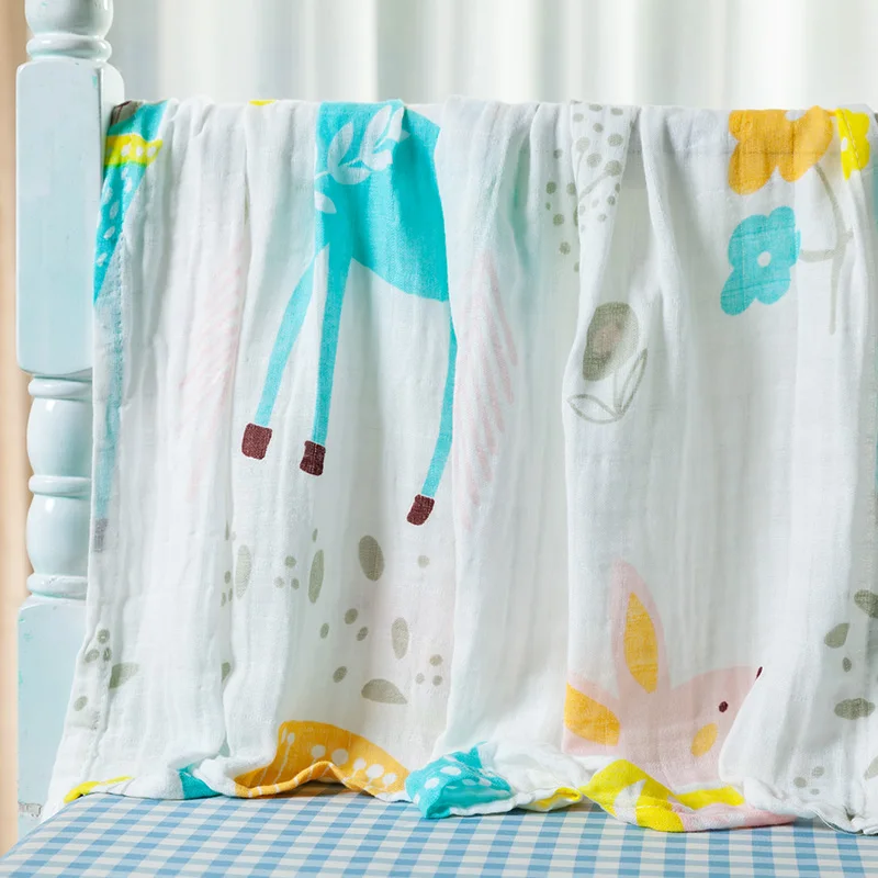 Herbabe Детские муслиновые одеяла хлопок для новорожденных пеленание обертывание мягкие банные полотенца дети матрас чехол для коляски простыня От 0 до 6 лет - Цвет: deer