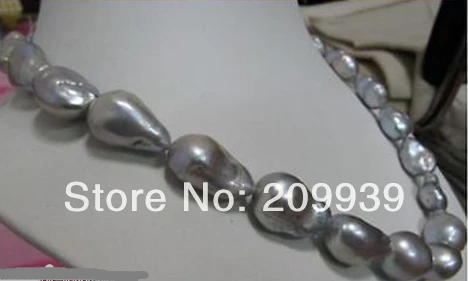 

huij 003173 HUGE "14KGP GOLD 25MM SOUTH SEA Gray GRAY PEARL NECKLACE