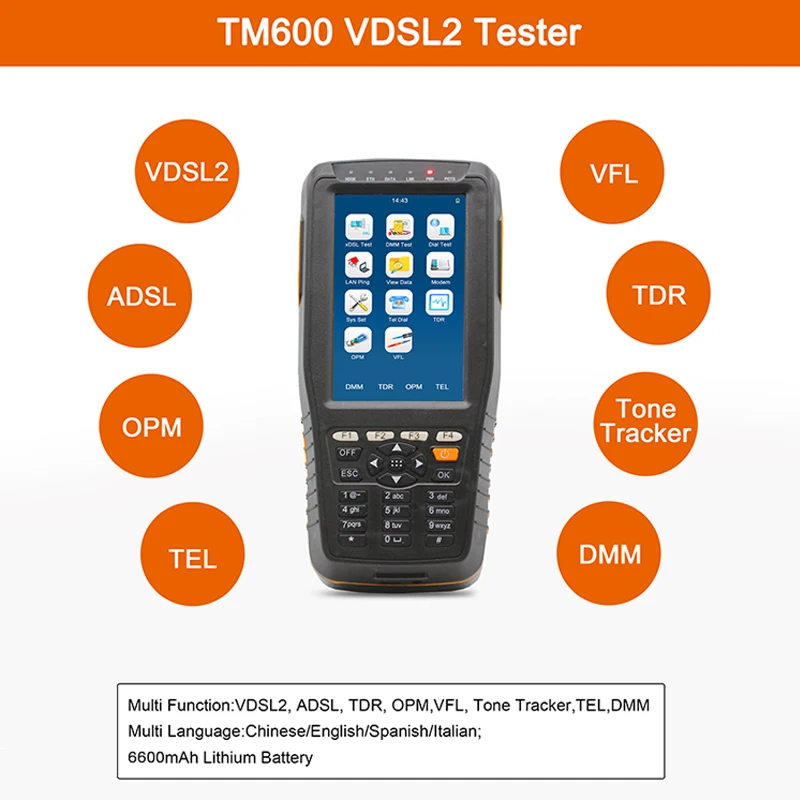 

TM-600 VDSL VDSL2 Tester for xDSL Line test and Maintenance Tools ADSL VDSL2 DMM,ADSL/VDSL2/OPM/ VFL/TDR Function/