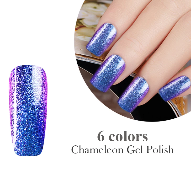 LEMOOC 8 مللي الحرباء هلام مسمار البولندية نقع معطلة جل UV الورنيش بريق الترتر مانيكير مسمار الفن هلام البولندية الأسود تحتاج أساس