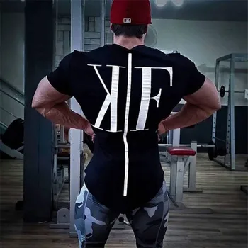 

2019 summer new mens cotton t-shirt fitness Short sleeve o-neck shirts male Fashion brand clothes leisure Slim Fit tees top