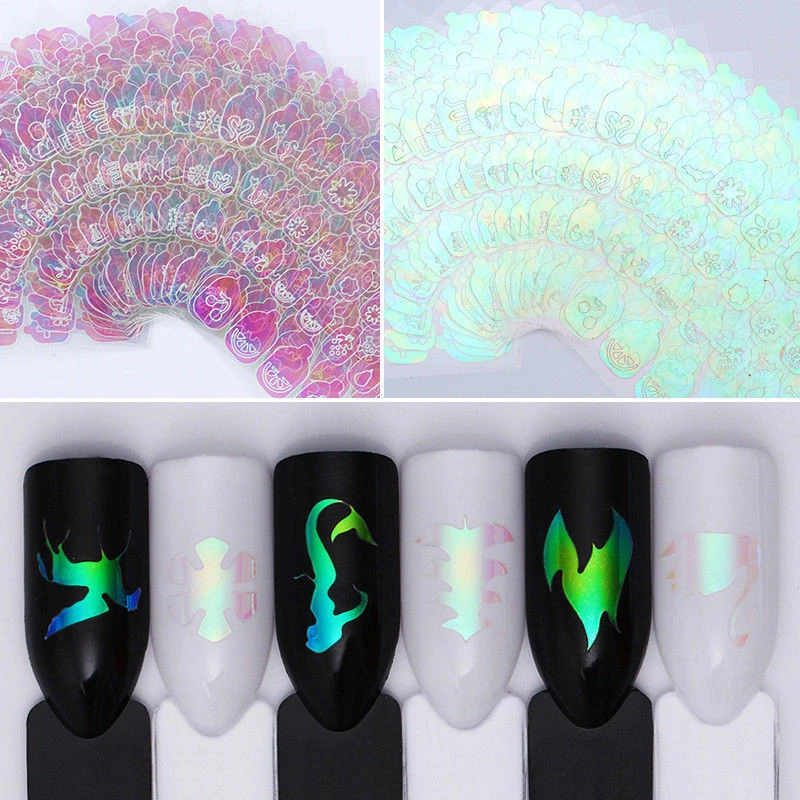 

Shellhard 6/12/24 Sheets Multicolor Nail Art Vinyls Sticker High Quality 3D Nail Hollow Adhesive Stencil Stickers For Salon
