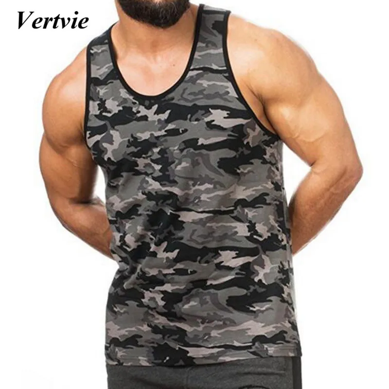 VERTVIE Casual Sleeveless Tank Top Men Compression Shirt O Neck Tops