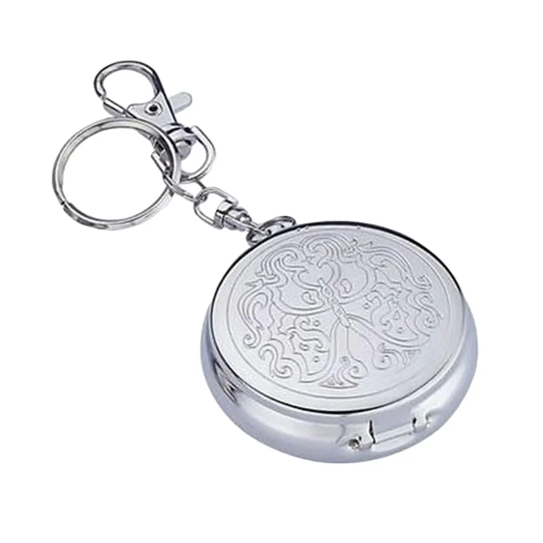 Outdoors Round Cigarette Keychain Portable Ashtrays Stainless Steel