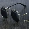 Gafas De Sol Steampunk redondas De Metal OCULOS De Sol estilo Retro Flip Circular doble Metal gafas De Sol hombres círculo gafas De Sol ► Foto 1/6