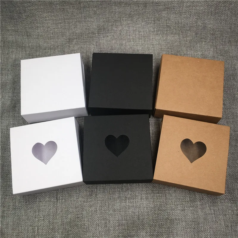 

12Pcs Classic White Black Brown Kraft Cuboid Blank Paper Drawer Boxes Various Styles and Size for Small Gifts Packaging Box