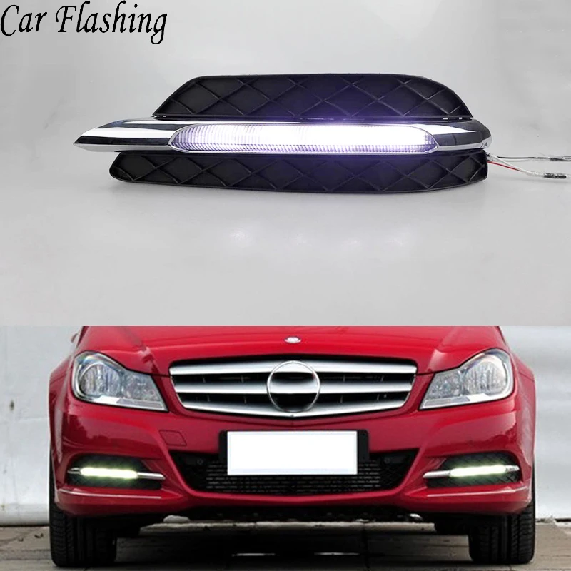 Car Flashing 1Pair DRL Daytime Running Lights Fog head Lamp cover For