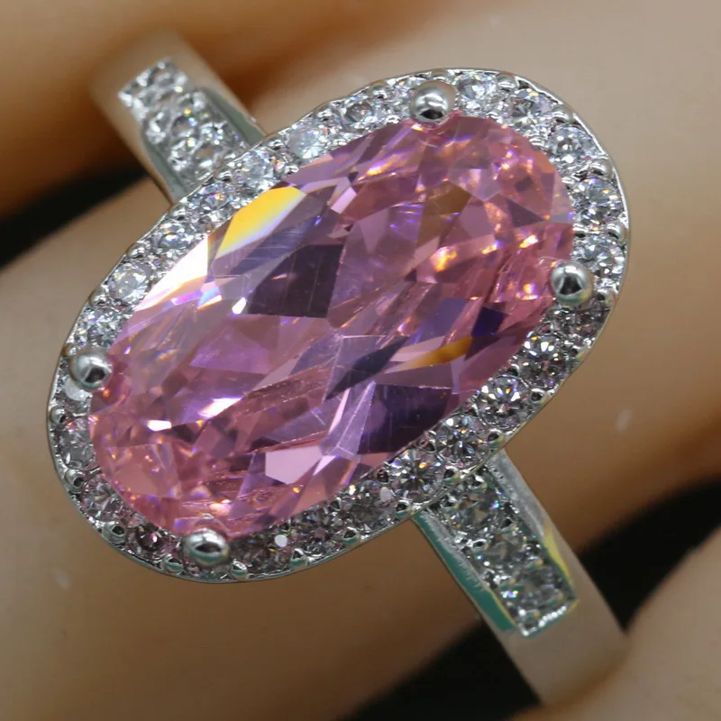 Fashion Oval Green Semi-precious Stone 925 Sterling Silver Ring For Women Blue Pink Cocktail Rings With Stone Free Jewelry Box Fashion Jewelry